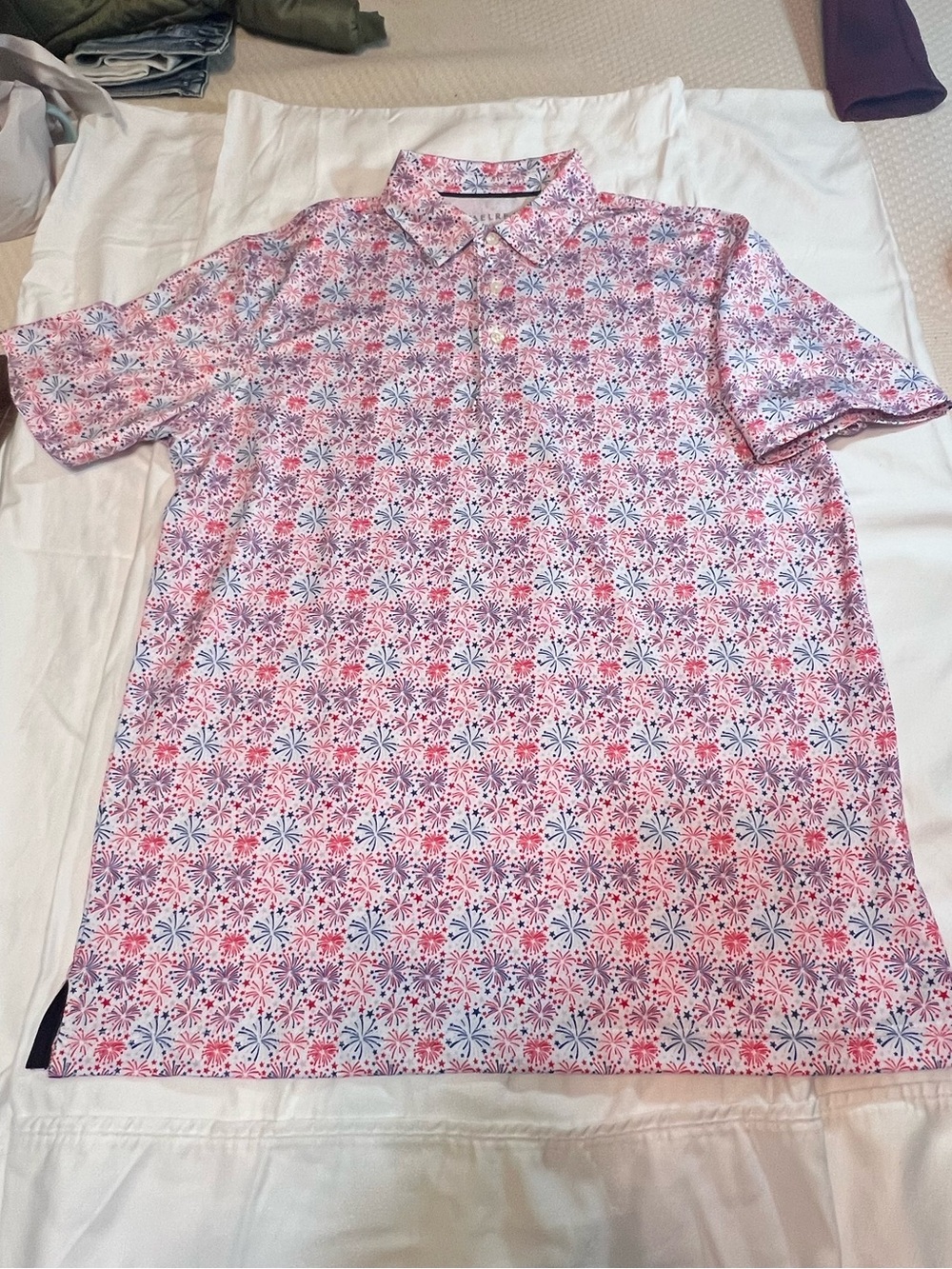 Men's Pink Floral-Pattern Short-Sleeve Polo Shirt
